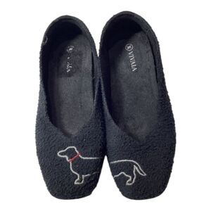 Vivaia Margot Black Square Toe Terry Knit Ballet Flats Sustainable EU 37.5